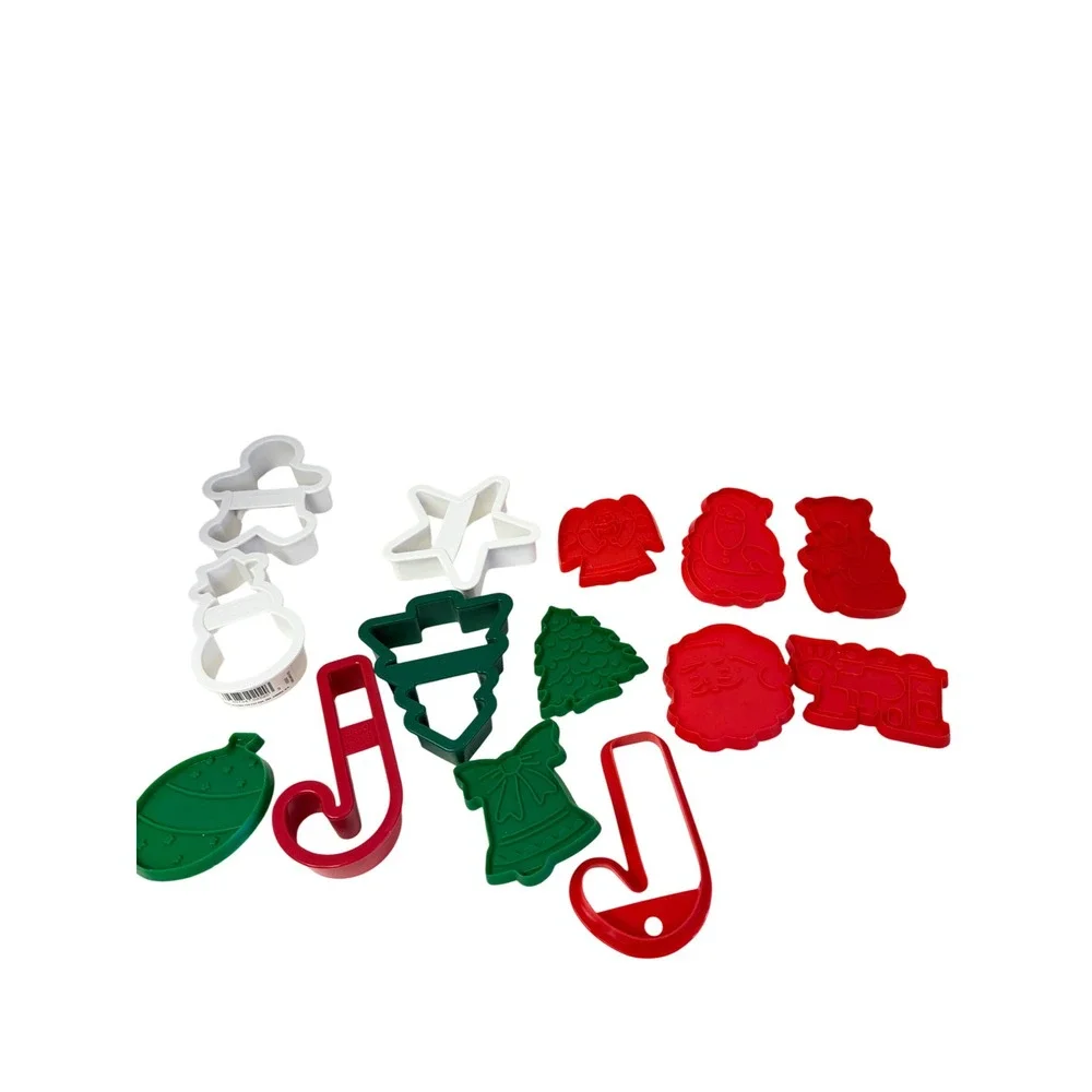 Unbranded Cookie Cutters Multi Christmas Set 12pc Red Green White Holiday Shapes